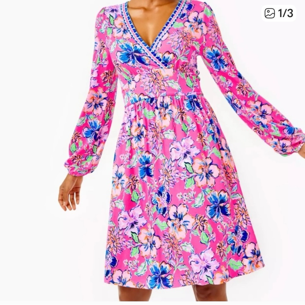 Women’s LILLY PULITZER CARMILLA Pink Isle Last Bud Not Least DRESS SIZE 6